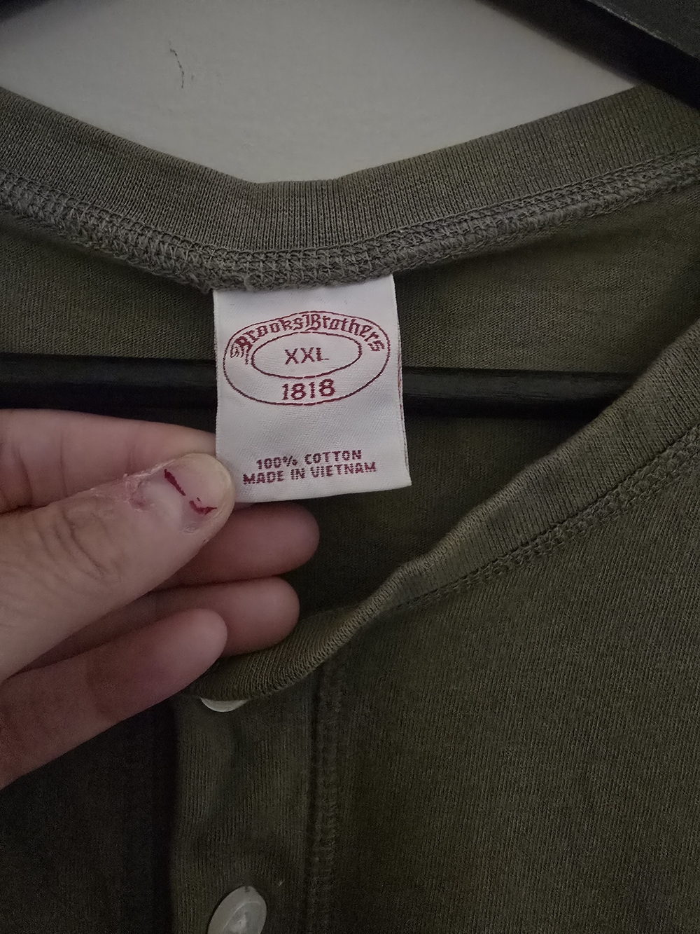 Brooks Brothers Olive Green Short Sleeve Henley - Picture 3 of 4
